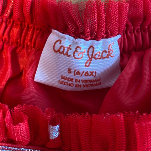 Cat and Jack Silver Metallic Heart Red Tulle Skirt Girls 6/6x Preloved - Picture 6 of 6